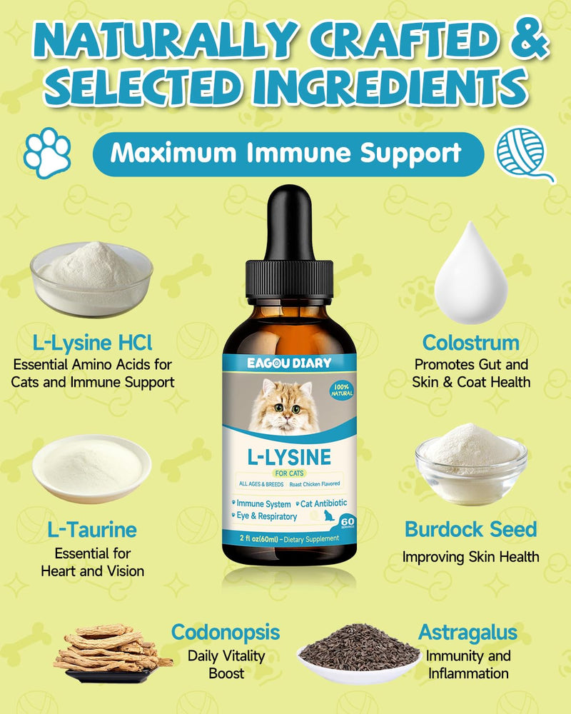 Taurine for Cat Vitamins Treat + Lysine for Cats