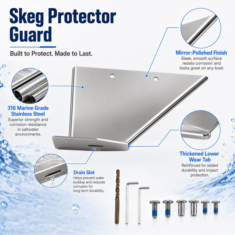27021 Stainless Steel Skeg Guard Compatible with Mercury MerCruiser Alpha I 1985-1990, 316 Stainless Steel Skeg Protector