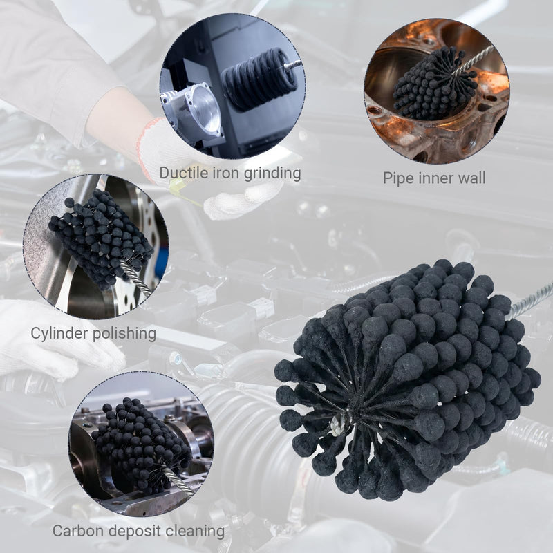 Cylinder Hone, 240 Grit Silicon Carbide, 3 3/4" (95mm) Diameter Ball Hone for Hole Diameters 3 1/2" - 3 3/4", Cylinder Engine Sanding Brush for Mild Steel, Stainless Steel, and Cast Iron 240.0 3-3/4"