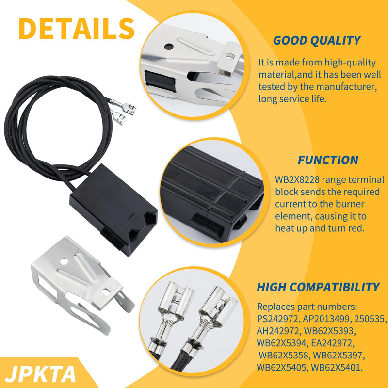 4 Pack WB2X8228 Element Receptacle and Wire Kit Compatible with GE Hotpoint Electric Ranges Cooktops Electric Stove Burners - Repalces PS242972 AP2013499 4 Pack