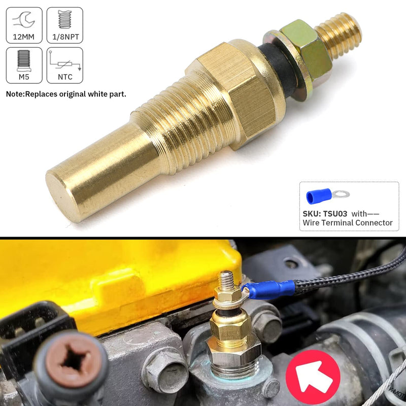 Oil Water Temperature Temp 1/8 NPT Sensor Unit Sender Electric Gauge Pack of 3