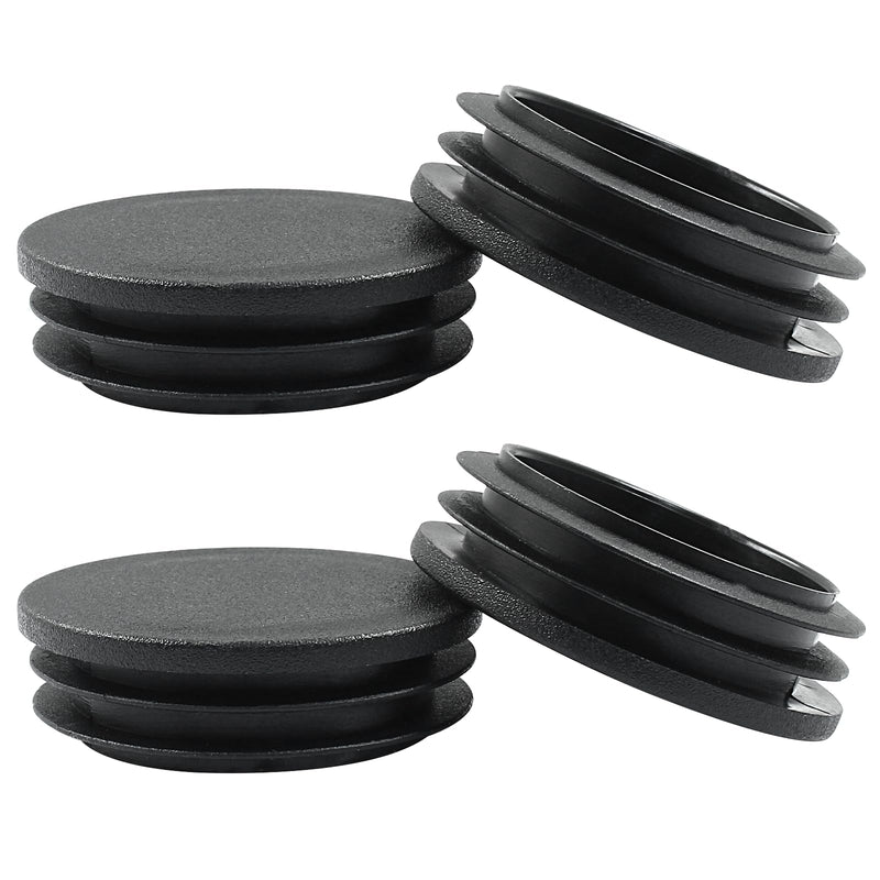 4 Pack 2 Inch (50mm) Round Plastic Hole Plugs, Black Pipe Tubing End Cap for Round Metal Tube Diameter: 2" 4 Pcs