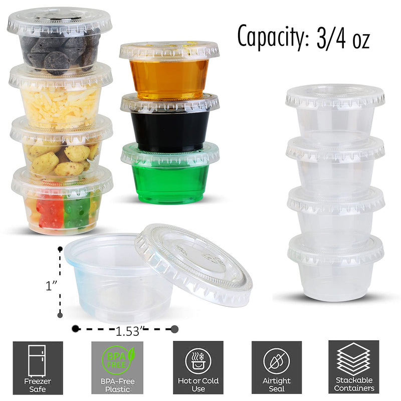 [3/4 OZ - 400 Cups + 400 Lids] 0.75 OZ Dosage Cups miniature cups Great for, medicine samples, Business Samples, Makeup Samples, Dose Pill Packs. 3/4 OZ - 400 Sets