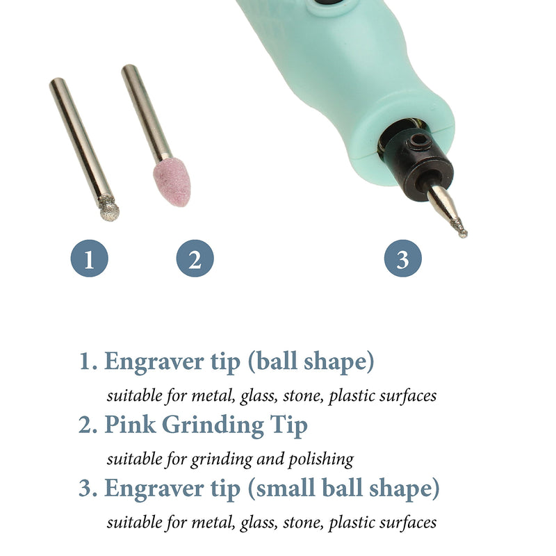 The Beadsmith Basic Elements Engraver – 3 Tips, Allen Key and Stencils – Battery Operated – Cordless Tool for Engraving, Sanding and Polishing on Wood, Glass and Metal