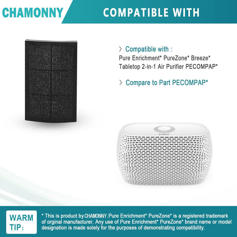 Breeze Tabletop Filter Replacement PECOMPAP, Compatible with Pure Enrichment PureZone Breeze Tabletop 2-in-1 Air Purifier, 2 H13 True HEPA Filter + 4 Activated Carbon Pre-filters