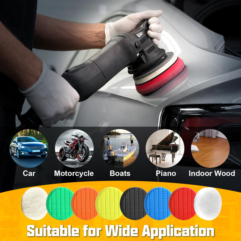 8 Pcs Buffing Polishing Pad, 5.5 Inch Buffing Pads, Compound Buffing Sponge Pads & Woolen Pads Cutting Polishing Pad Kit for Car Buffer Polisher 5.5 - Inch