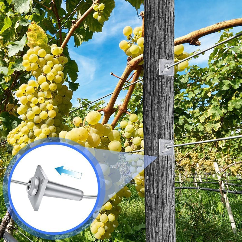 10Pcs Aluminum Trellis, Anchors Wire Tighteners Includes Screws | One Way Wire Tightening Anchors for 8–11 Gauge Wire, Vineyard Fence Trellis Support System, Heavy Duty Use