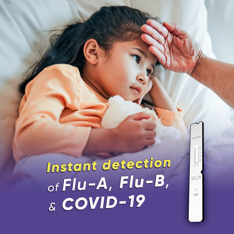 WELLlife COVID-19/Influenza A&B Home Test, Easy-to-Use OTC Flu & Covid Home Test, Fast 10-Min Results with Non-Invasive Nasal Swab, FDA EUA Authorized -[1 Test]