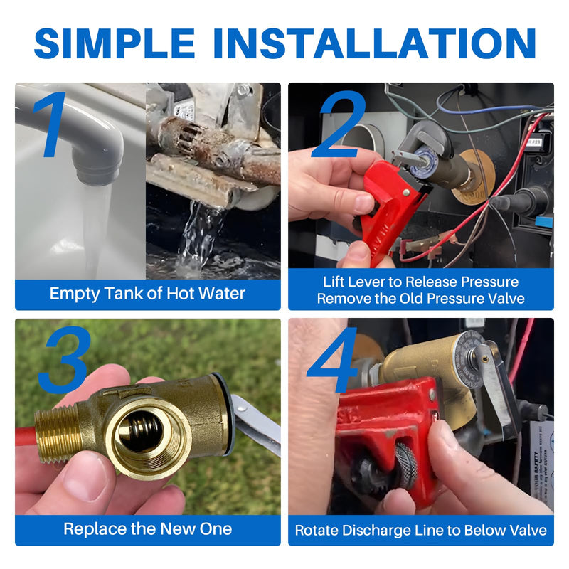 Upgrade 3/4" NPT Thread 210°F 150 PSI Temperature Pressure Relief Valve for Suburban RV Water Heaters, Thickened Brass Safety Valve for Hot Water Heaters and Tanks with Extended Probe 0.75 Inch