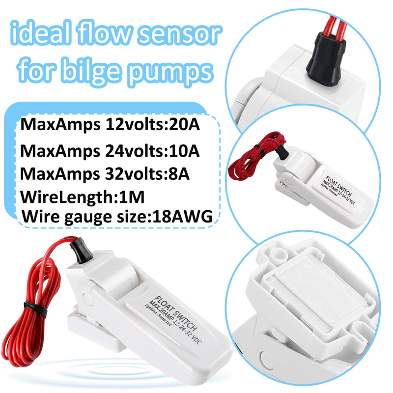 Boat Bilge Water Pump, 12 V 1100 GPH, Automatic/Non - Automatic Marine Bilge Pump, with Boat Pump Float Switch 12 V 24 V 32 V, for Boats, yacht, Boat, Caravan RV Submersible