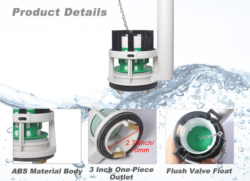 Toilet Flush Valve for 3 Inch Flush Hole, One Piece Toilet Flusher Replacement Kit Toilet Tank Valve Fit for TOTO Toilet Tank Parts For One Piece Toilet
