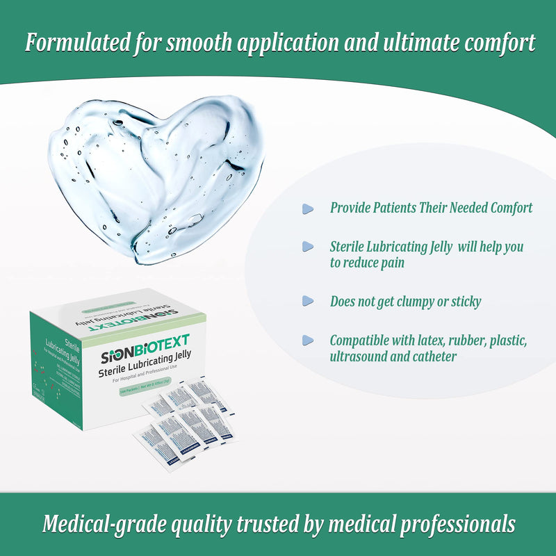 Sterile Lubricant Jelly for Hospitals and Clinics Use. Professional Lubricating Single Packets, Water Based Gel Lubricants by Sion Medical 0.105 oz (3g) 144 per Box - Lube on The Go! 0.11 Ounce (Pack of 144)