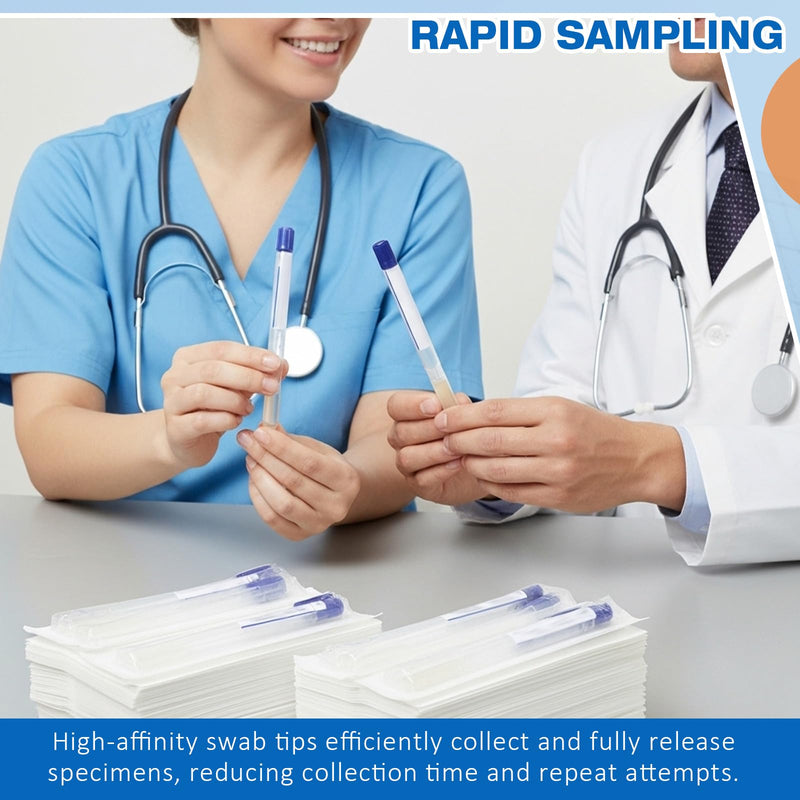 TrelaCo 50 Pcs Transport Swab with Preservation Gel, Plastic Shaft with Rayon Tip for Sample Collection and Recovery