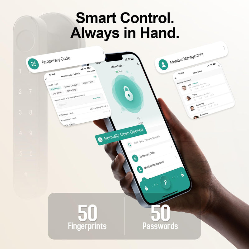 Fingerprint Door Lock,Smart Door Knob,Biometric Door Knob with Smart APP Keyless Entry Door Lock with Tuya for Home/Bedroom/Office/Apartment/Airbnb Siver Silver Upgraded