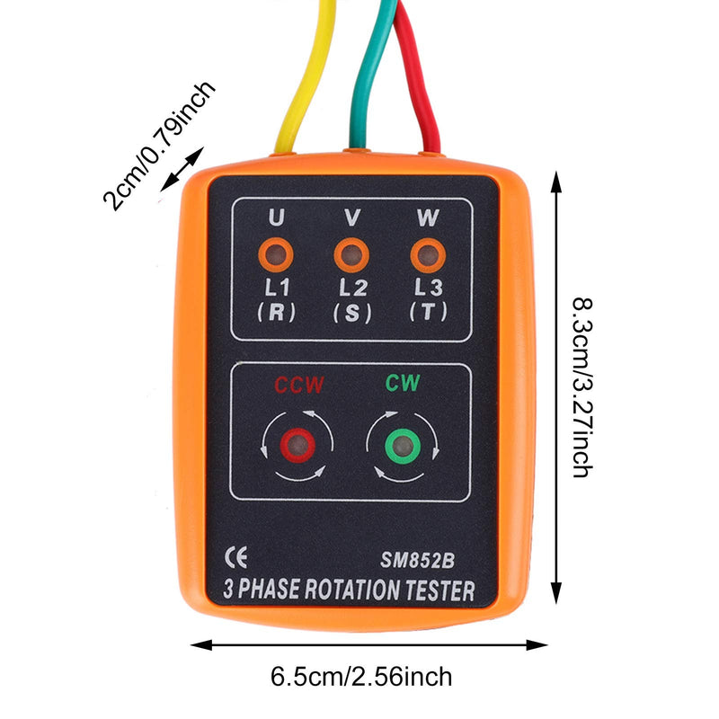 Oumefar 3 Phase 60V to 600V AC Sequence Order Presence Rotation Checker Indicator Detector Meter 20Hz to 400Hz with LED and Buzzer Tester Phase Indicator