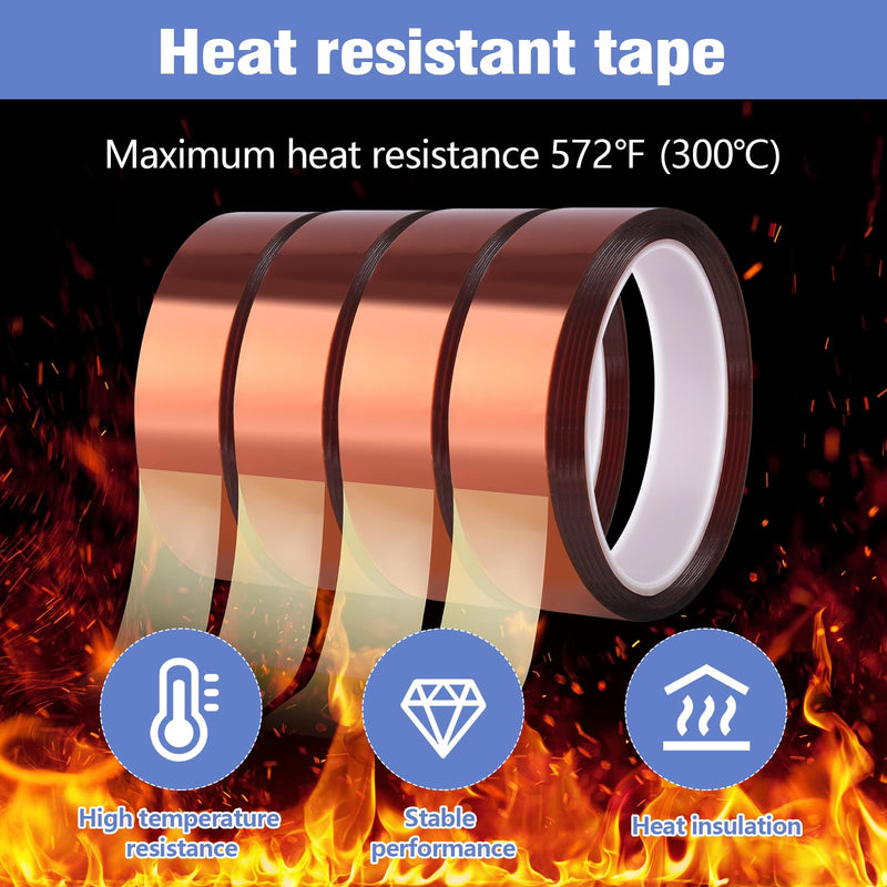 4 Rolls 20mm×25m (82Ft) Sublimation Tape Heat Tape Transfer Tape High Temperature Heat Resistant Tape, Heat Tape for Sublimation Heat Press Electronic Soldering Masking, No Residue 4