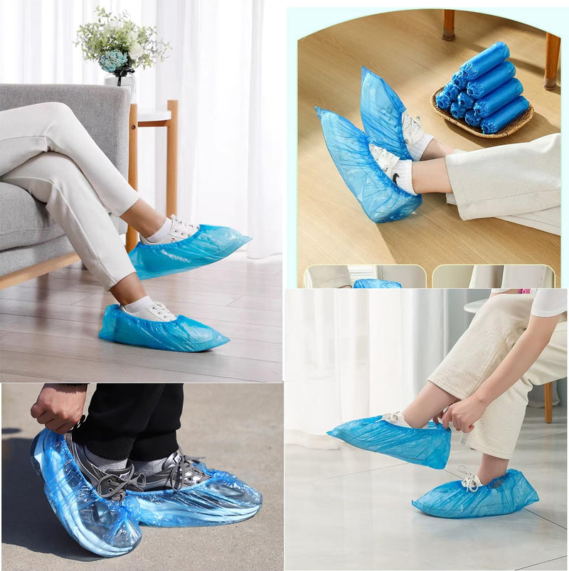 100 Pack Shoe Covers Disposable Non Slip, Premium Waterproof and Recyclable Shoe Booties Covers for Indoors, Fits Up To 11 US Men and 13 US Women Size(50 Pairs Blue) (Blue)