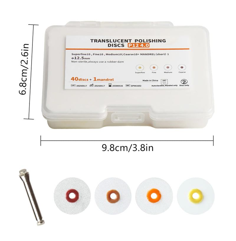 Dental Composite Resin Polishing Disc P12 4.0 Extra Thin Polishe Wheels Diamond Impregnated Polishing System 12.5mm Wheel Sanding Finishing Grinding Lab Tool 41Pcs P12 12.5MM