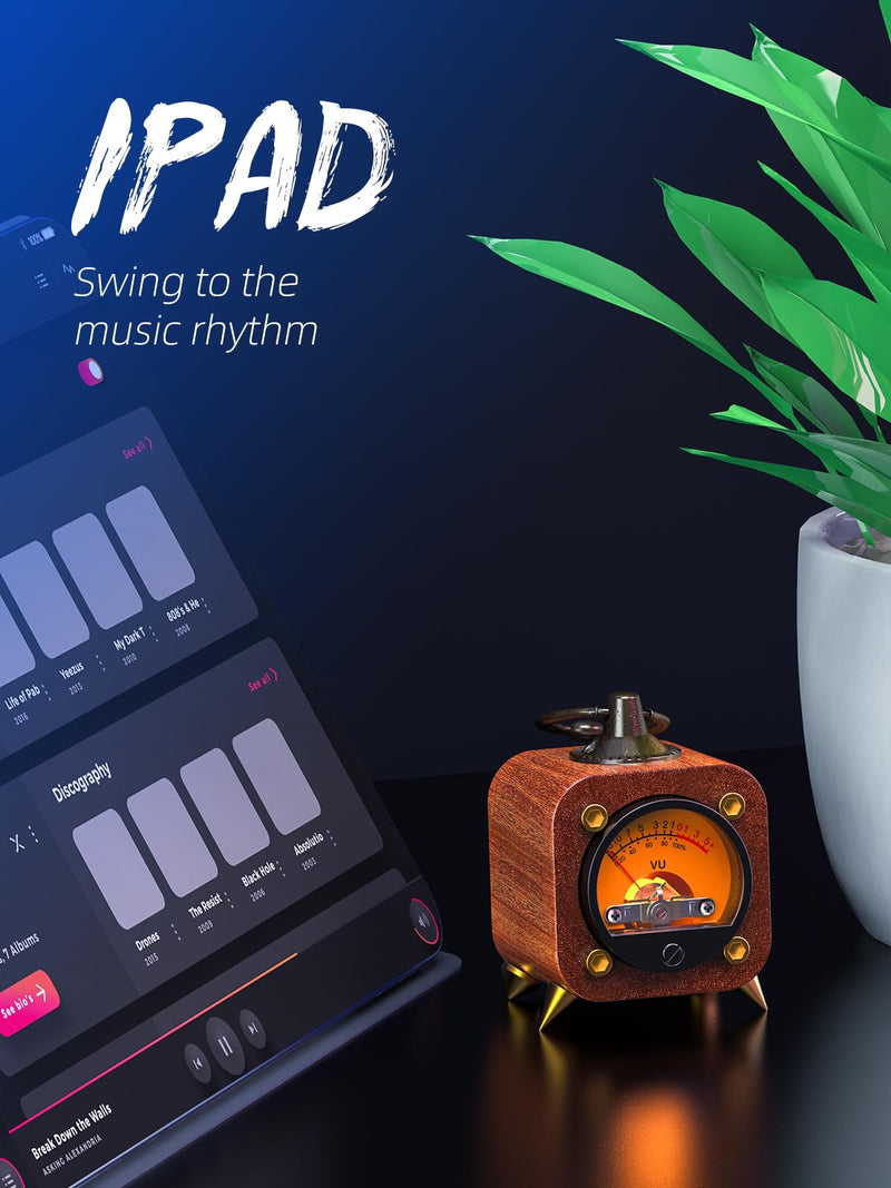Wireless Audio Retro Analog VU Meter Sound Level Indicator DB Panel Display, VU Warm Back Light Audio Level Amp, VU Music Sync and Pickup Rhythm Ambient Lights-FVU1-M FVU01-M