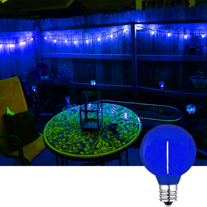 G40 Blue LED Replacement Bulb 1W Light Bulbs Shatterproof Waterproof LED Outdoor String Lights Decorative Night Light E12/C7 Candelabra Base for Wedding Patio Garden Yard,15 Pack(Blue)