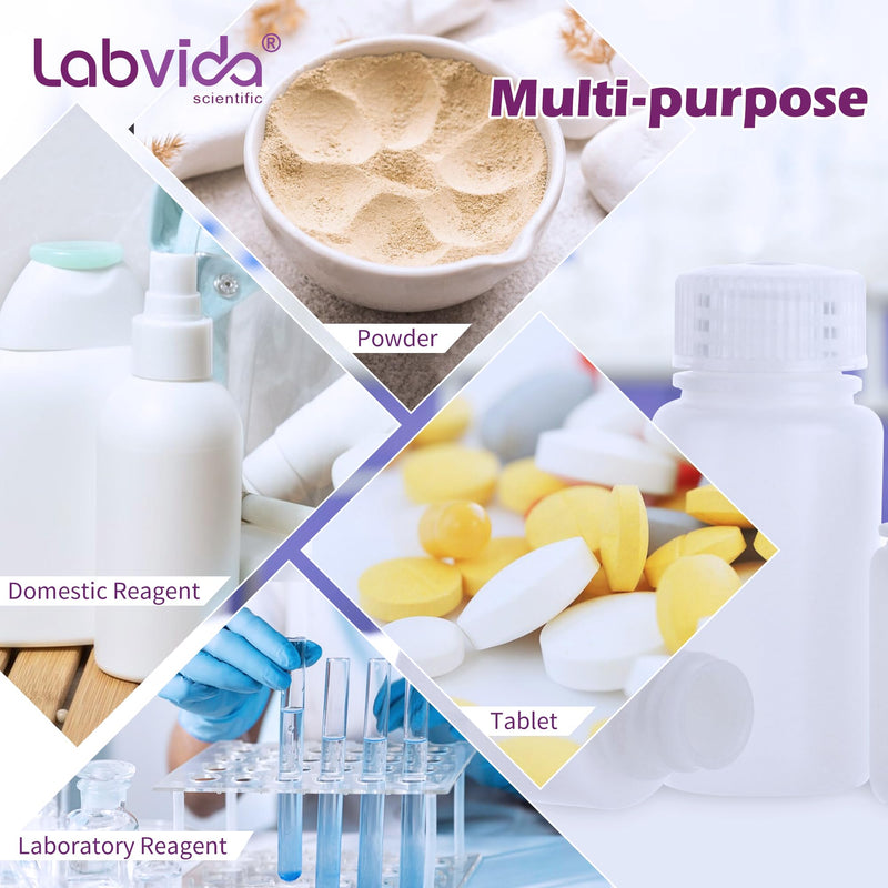 Round Plastic Reagent Bottle HDPE Wide Mouth Plastic Bottle, 6pcs of 250ml Sample Sealing Storage Container for Laboratories, Classrooms, or Storage at Home, LVAN002 Vol. 250ml, 6pcs