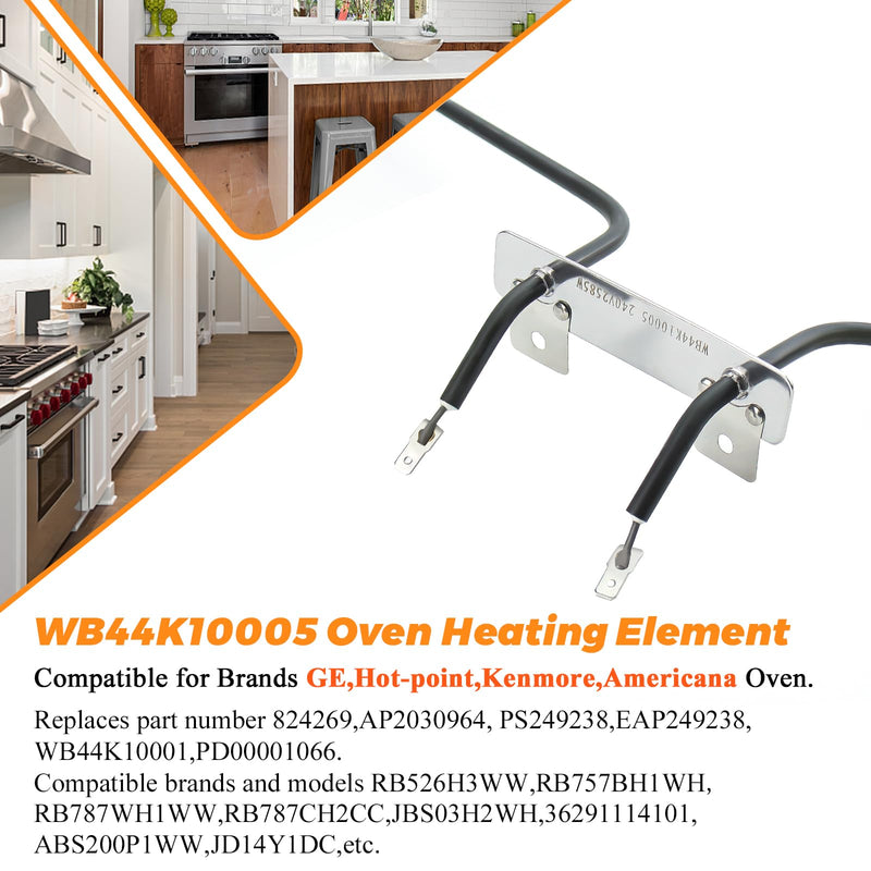 WB44K10005 WB44K10001 Oven Bake Element by Blutoget- PS249238 Fit for GE Hotpoint Americana Oven RBS360DM4BB RB526h3WW, RB757BH1WH, RB787WH1WW, RBS160DM4WW-Replaces PS249238, AP2030964, PD00001066