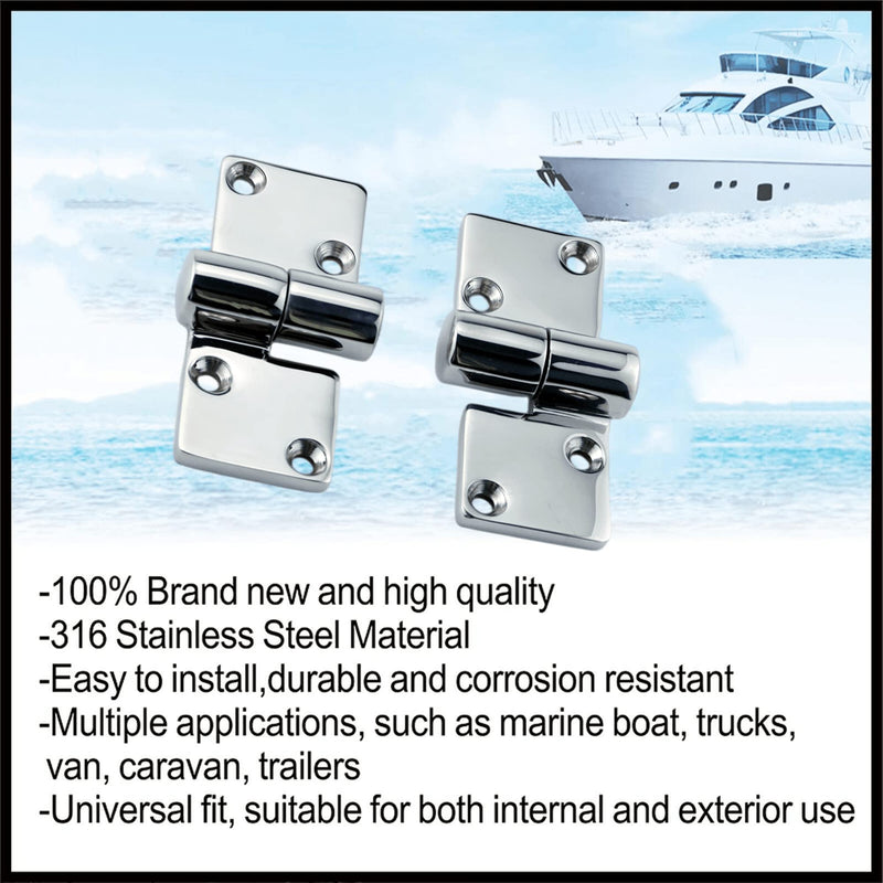 Pair of Take-Apart Hinge(Left and Right Each one)，Marine Grade Stainless Steel 316 Hinge Boat Deck Accessories W/Fasteners