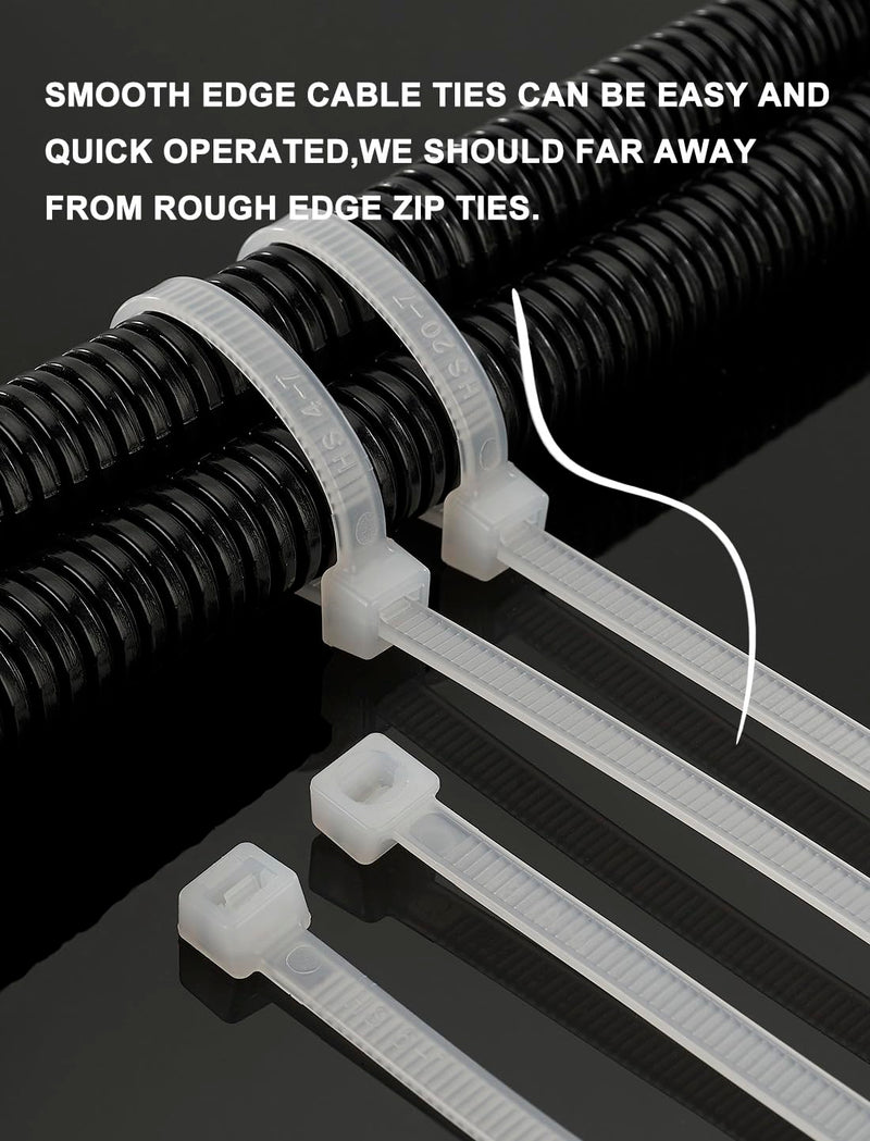 HS Durable Plastic Zip Ties 4 Inch (Bulk-1000 Pack) Small Tie Wraps Thin 18 Lbs Self-Locking Nylon Cable Ties for Electronics Organizer, Wire Zip Ties UV Rated Black Black 4"1000