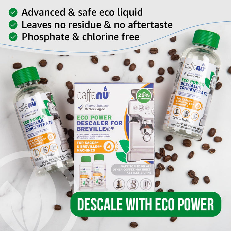 Breville Compatible Descaling Solution. 2 Bottles of Descaler Solution. Descaling Kit Removes Limescale For Hotter Coffee. 4 Uses Descaler For Breville Coffee Machines. 6.75 Fl Oz (Pack of 2)
