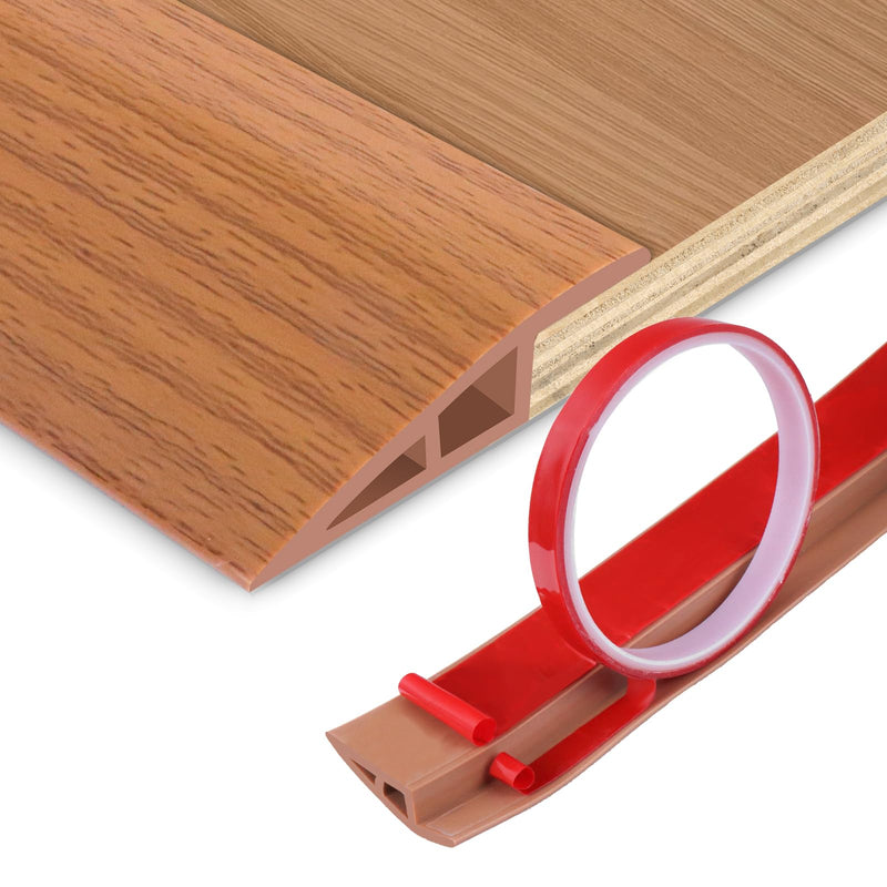 Floor Transition Strip Vinyl Door Threshold Ramp Self Adhesive Carpet Edging Strip Doorway Edge Trim, Overlap Edge Reducer for Laminate Carpet, Floor, Tile (Orange Oak, 1/5" to 2/5", 3.3Ft) Orange Oak