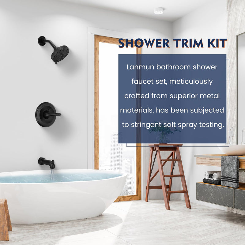 Replacement for delta Classic 13/14 Series Single-Function Shower Valve Trim Kit, T13020-BL Matte Black Shower Handle Set, Fit R10000 Series Shower Valve(Catridge and Valve Not Included)