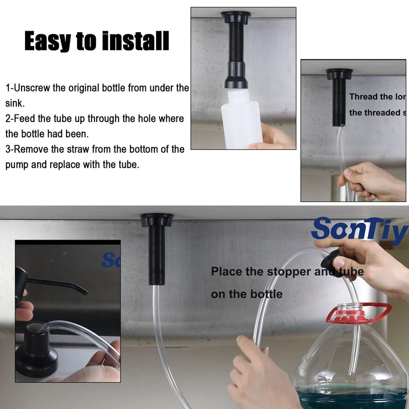 Soap Dispenser Extension Tube Kit with Upgraded Check Value, 47" Under Counter Soap Dispenser Tube for Kitchen Sink, Fit Most Soap Containers, Powerful Suction, Never Fill Little Bottle Again, SonTiy Silicone Sink Soap Dispenser Tube