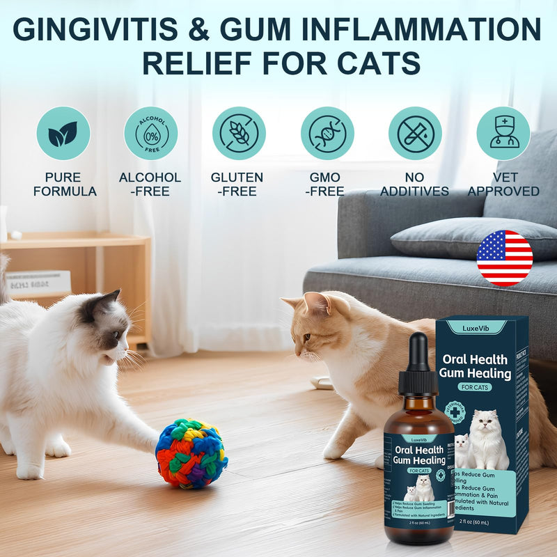 Oral Health for Cats, Cat Gingivitis Treatment, Reduce Gum Inflammation, Redness & Pain, Combats Gum Disease, Natural Plant-Based Active Formula, Cat Oral Care, Gums Health Treatment, 60ml