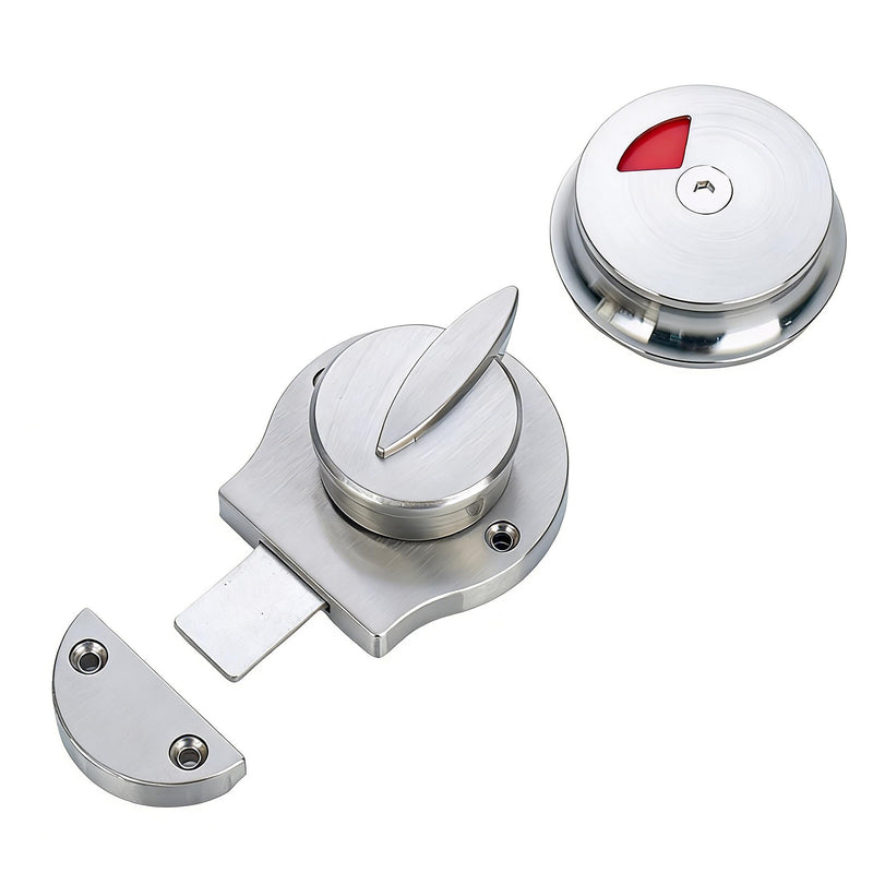Stainless Steel Occupied/Vacant Bathroom Lock，Keyless Latch Indicator Lock - Easy Install Privacy Latch for Public & Commercial Restrooms（Silver ）