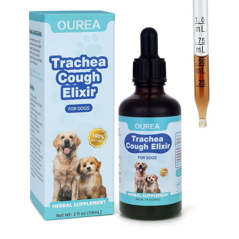 Collapsed Trachea Treatment for Dogs, Cough for Dogs, Trachea Cough Elixir, Natural Herbal Supplements Relieves Cough and Helps Soothe the Throat (2 fl oz)