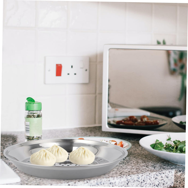 Cabilock 12.20 Inch Stainless Steel Steamer Rack with Holes Thick Food Steaming Tray for Wok Cooking Vegetables Fish Dumplings Kitchen Steamer Basket 30cm