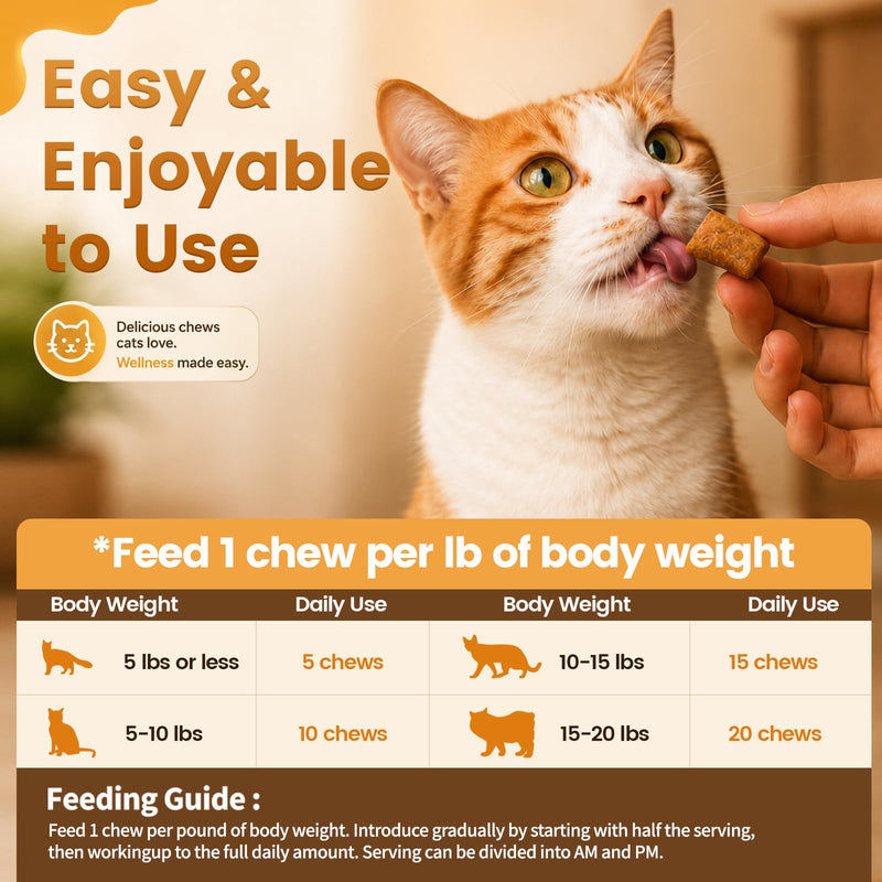 Cat Allergy Relief Chews for Cats, 500 Crunchy & Creamy Treats, Supports Itchy Skin, Paw Licking, Sneezing & Watery Eyes, Omega-3 Fish Oil + Probiotics, Immune Skin & Coat Support(90-Day Supply)