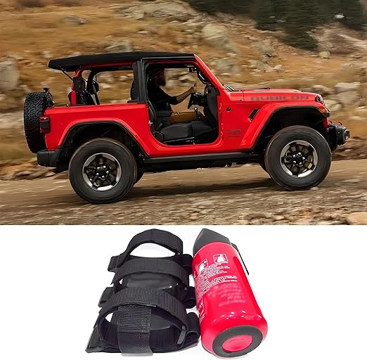 JeCar Fire Extinguisher Holder Adjustable Extinguisher Mount Strap for 1987-2020 Jeep Wrangler JK JL TJ CJ YJ & 2020 Jeep Gladiator JT, Black - NewNest Australia
