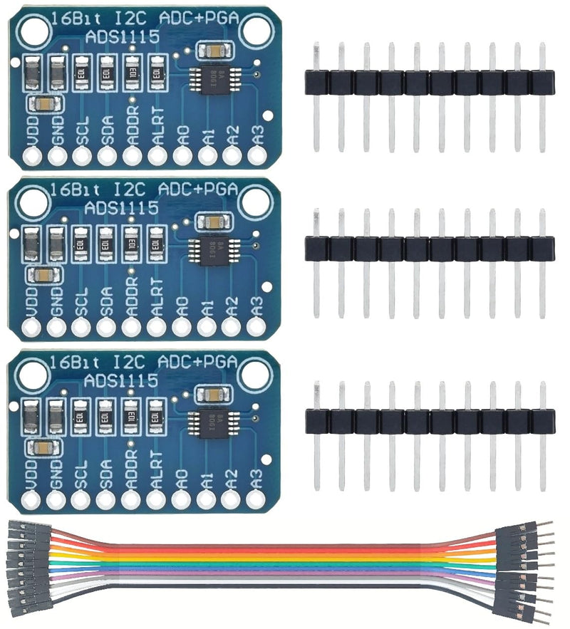 3Pcs ADS1115 16 Bit 4 Channel Analog to Digital Converter ADC IIC I2C multiplexer Compatible with for Arduino Raspberry Pi