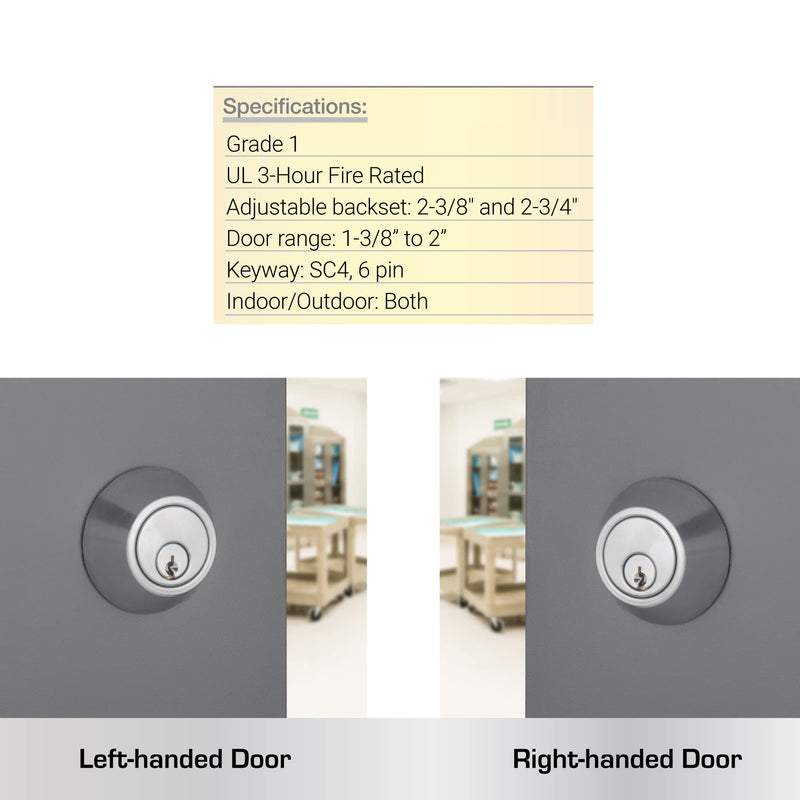 BRINKS Commercial - Single Cylinder Deadbolt Lock, Satin Chrome Finish - Meets ANSI Grade 1 Standards and has 3-Hour UL Fire Rating 1 Pack