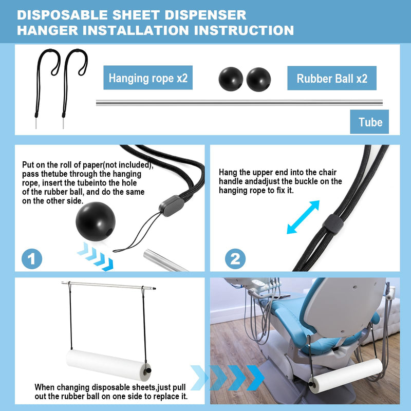 Bed Roll Paper Disposable Sheet Dispenser Hanger Holder Exam Table Paper Hangs Metal Design for Treatment Beds with Removable Armrests, Accommodates 24" Disposable Sheet Rolls