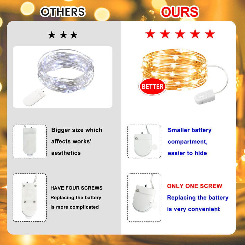 HXWEIYE 6 Pack Fairy Lights Battery Operated, 7ft 20LED Mini Firefly Starry Lights Mason Jar Lights for Indoor Outdoor Bottle Tree Party Wedding Halloween Thanksgiving(Warm White) Warm White