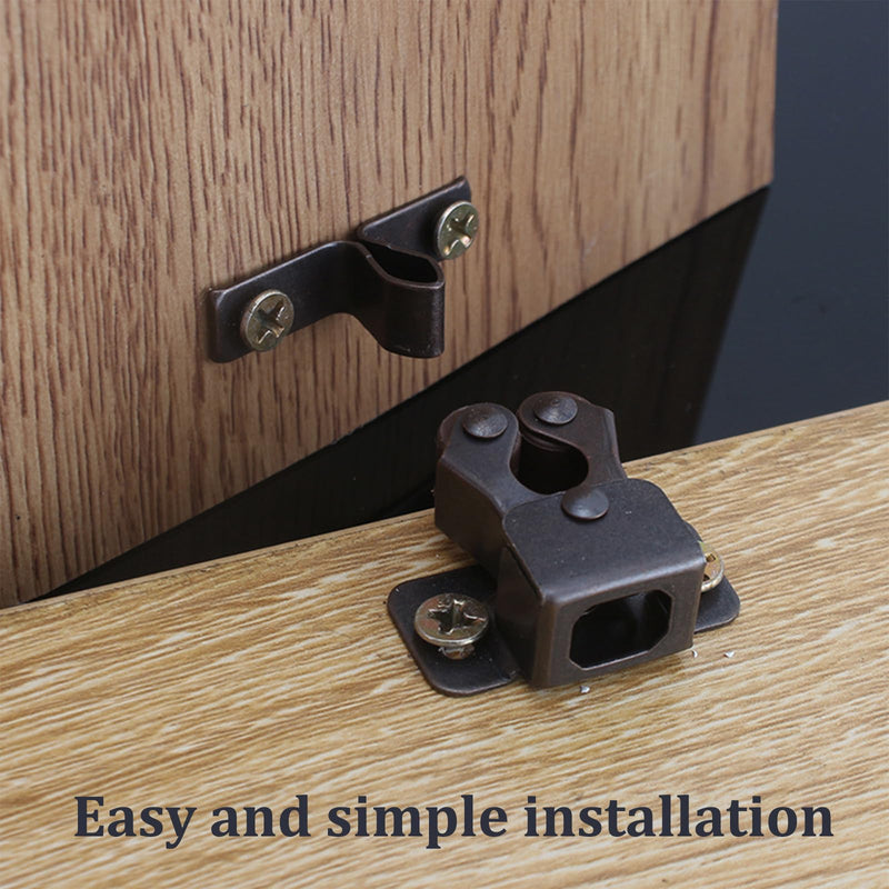 10 PCS Cabinet Latch Double Roller Catch Heavy Duty Latch Hardware with Screws for Cabinet Kitchen Closet Doors Black Nickel