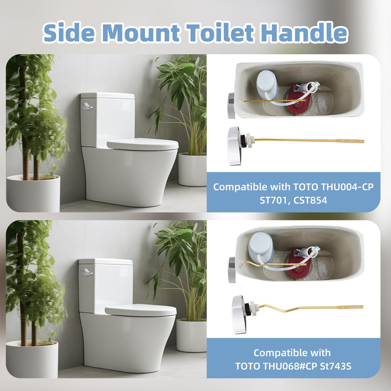 Hibbent 2 Pcs Side Mount Toilet Handle Replacement, Toilet Parts, Chrome