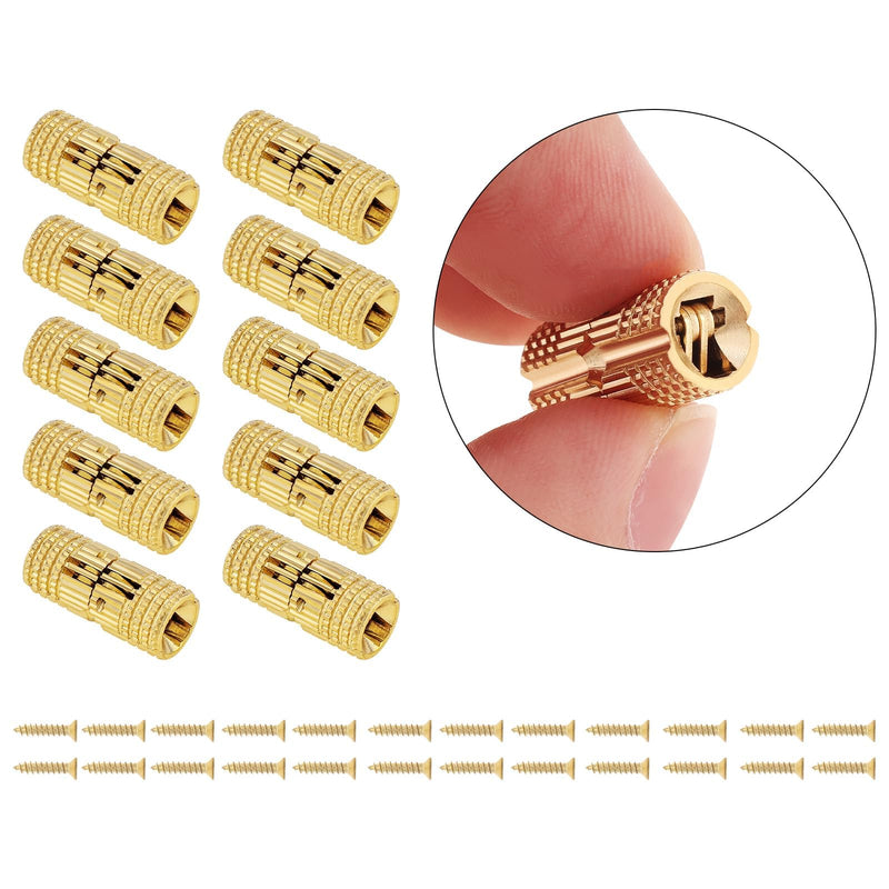 8Pcs 8 mm Hidden Brass Barrel Hinges, 180 Degree Opening Angle Concealed Furniture Hinges for DIY Jewelry Box Hand Craft (8, 8mm)