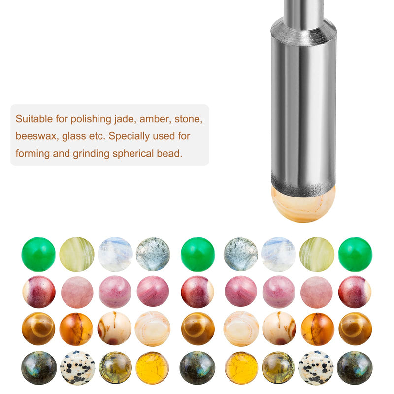 uxcell Diamond Grinding Mounted Point, 8mm 100 Coarse Grits Spherical Concave Head Bead Fine Grinding Bit for Jade Amber Stone Beeswax Glass