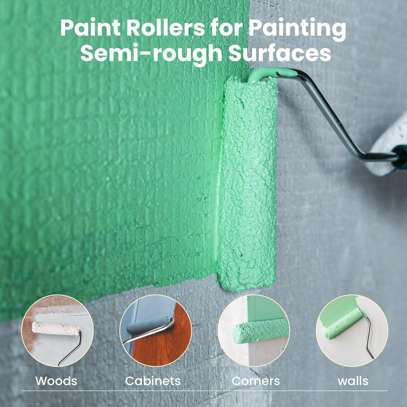 Mister Rui Microfiber Paint Roller Covers 4 Inch, 40 Pack Small Paint Roller Covers with Roller Frame Kit, Mini Paint Rollers for Painting Walls, Paint Supplies for House Painting 4 Inch,40 Pack