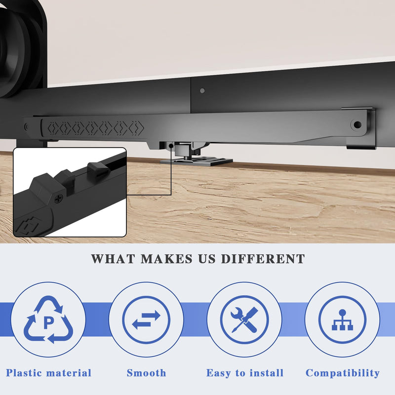 2PCS Barn Door Soft Close Mechanism, Upgraded Universal Weight Compatibility Support Door up to 160lbs, Effortless Opening Smooth Closing Hole-Free Sliding Door Hardware Spring Buffer Damper Black