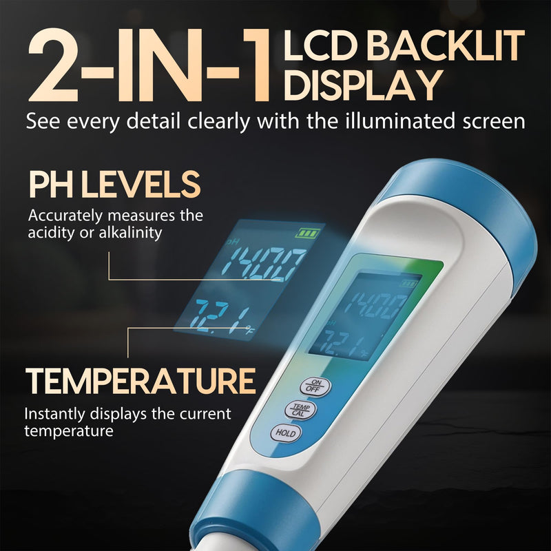 Digital pH Meter for Food Testing - Sourdough, Fermentation, Cheese & Canning - Solid Food Probe with Calibration Powder - Professional pH Tester for Home Cooks & Bakers (0.00-14.00)