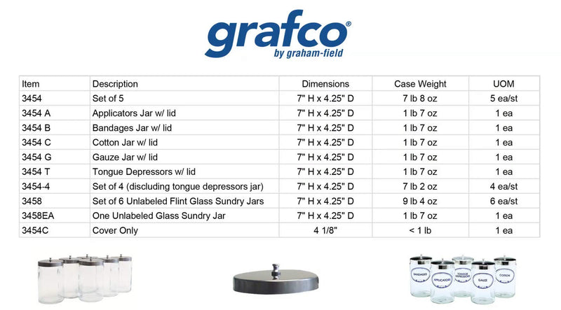 Grafco Replacement Stainless Steel Lid - Tool for Labeled Glass Sundry Jar, Apothecary Medical Supplies - 3454C - NewNest Australia